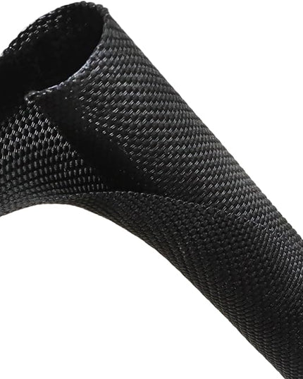 Automotive Wire Loom Tubing, Split Braided Cord Protectors from Pets No Chew, Flexible Cable Sleeve Cable Management for TV/Computer/Electric Wires (Black, 1"-25ft)