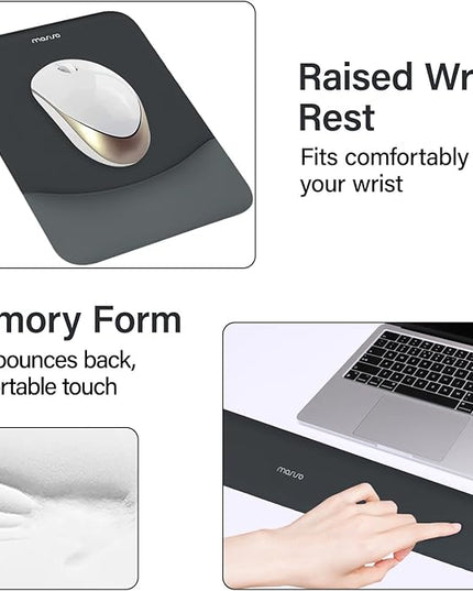 MOSISO Keyboard Mouse Pad Set, Large Gaming Mouse Pad&Rectangular Keyboard Wrist Rest&Mousepad with Wrist Rest&Coaster, Ergonomic Non-Slip&Easy Typing Pad with Curved Silicone Lining, Slate Gray