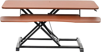 VIVO 42 inch Desk Converter, K Series, Height Adjustable Sit to Stand Riser, Dual Monitor and Laptop Workstation with Wide Keyboard Tray, Dark Walnut Top, Black Frame, DESK-V042KA