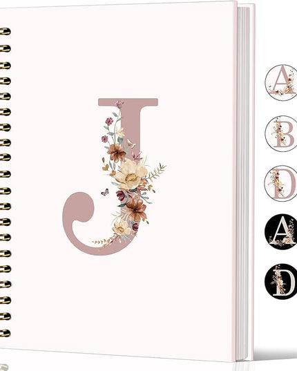 Lacama Customized Monogrammed Gifts, Pink Initial Letter J Notebook Journal, Birthday Gifts for Women, Aesthetic Wildflower Personalized Spiral Notebook, School Supplies, Office Supplie 5.5x8.3