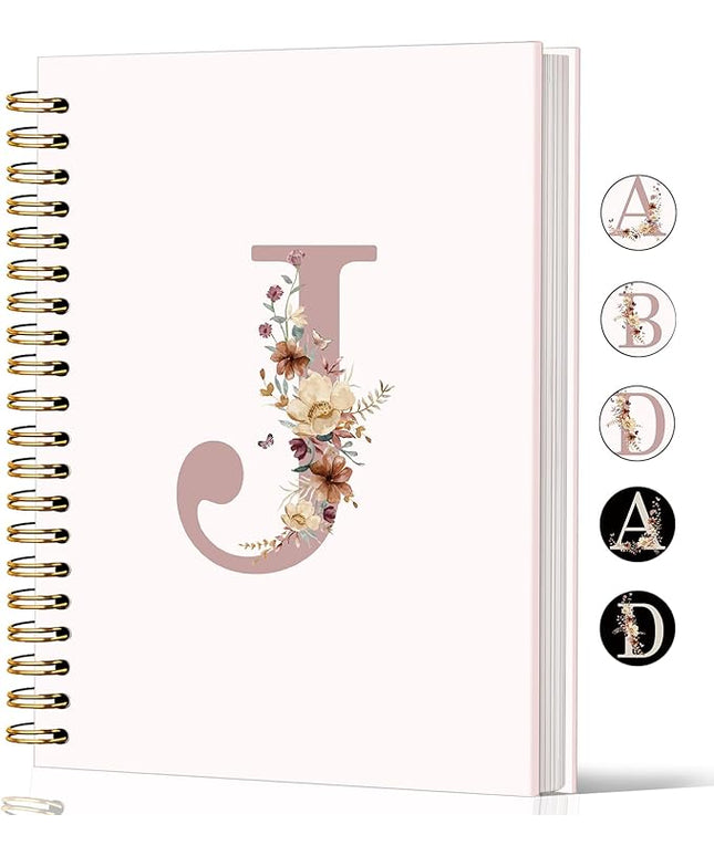 Lacama Customized Monogrammed Gifts, Pink Initial Letter J Notebook Journal, Birthday Gifts for Women, Aesthetic Wildflower Personalized Spiral Notebook, School Supplies, Office Supplie 5.5x8.3