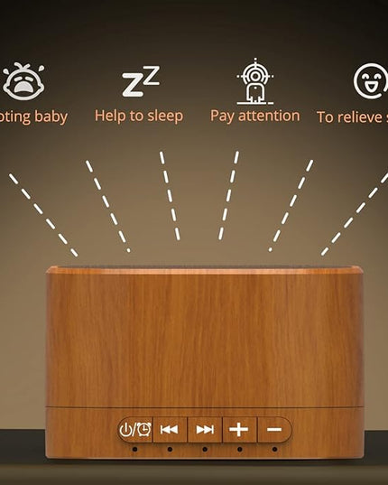 White Noise Machine plug-in Sound Machine with 20 Non Looping Natural Soothing Sounds and Memory Function Sleep Timer Sleep Machine with Sleep Therapy for Baby Kids Adults-New Wood Grain Added in 2025