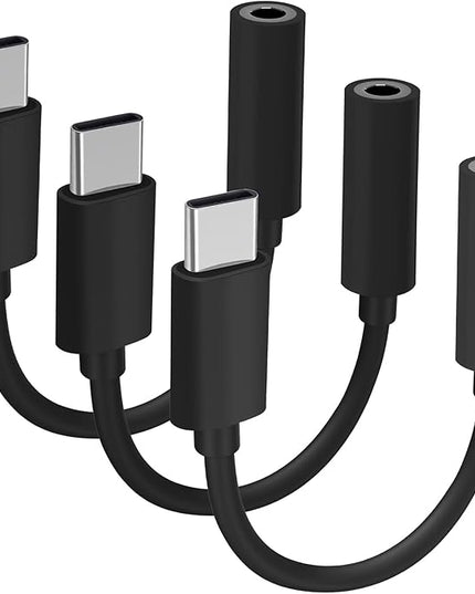 USB C to 3.5mm Headphone Jack Adapter for iPhone17/ iPhone 16/16 Pro/15/15 Pro/Pro Max/Plus, Type C Aux Audio Dongle Cable Cord Compatible with iPad, Samsung Galaxy S23/S23/S22/S21 Black（3 Pack）