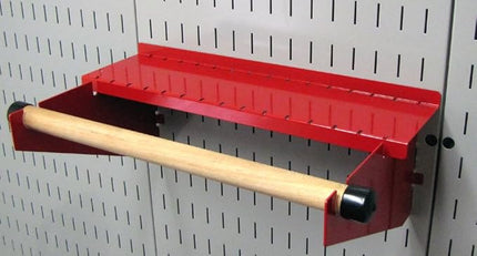 Wall Control Pegboard Paper Towel Holder and Dowel Rod Shelf Assembly for Wall Control Pegboard and Slotted Tool Board - Red