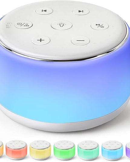 FamiSym White Noise Sound Machine Baby for Sleeping with Night Light – 34 Soothing Sounds, Rechargeable White Noise Machine for Kids Adults, Portable Lullaby Sleep Machine Baby Soother Home Travel