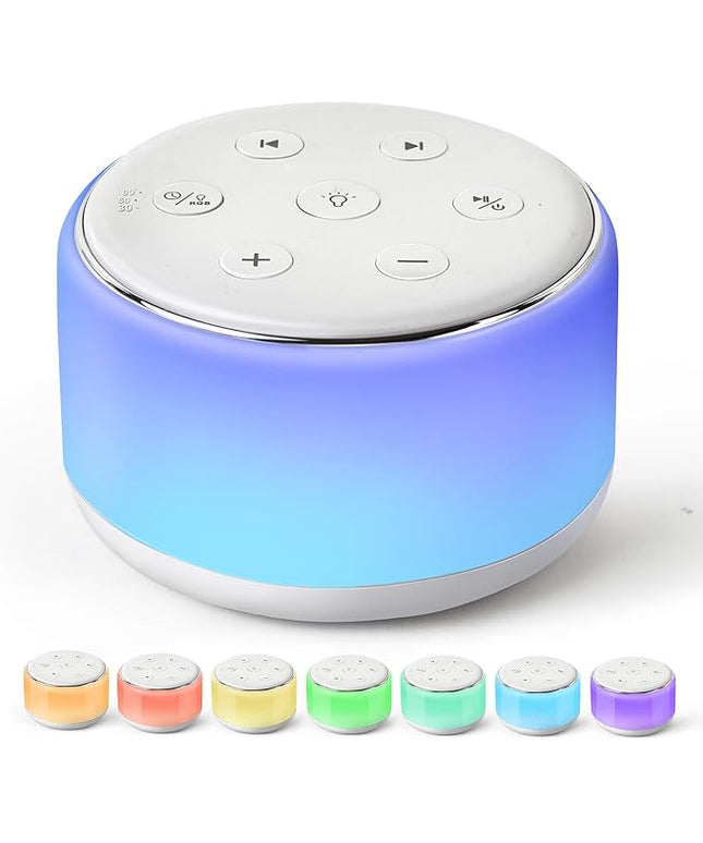 FamiSym White Noise Sound Machine Baby for Sleeping with Night Light – 34 Soothing Sounds, Rechargeable White Noise Machine for Kids Adults, Portable Lullaby Sleep Machine Baby Soother Home Travel