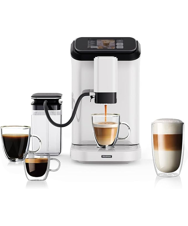 Mcilpoog WS-D5 Pro Fully Automatic Coffee Machine 12 Drinks, Office or Home Use,Wi-Fi Enabled, Liquid Volume & Temperature, Cappuccino Latte Espresso, Automatic Cleaning, Super Automatic Coffee Maker