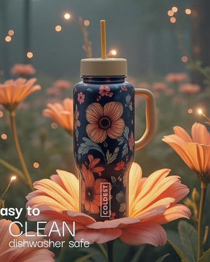 Coldest Tumbler with Handle and Straw - 100% Leak Proof Insulated Tumbler with Lid and Straw (3 Lids) - Stainless Steel Tumblers for Women & Men - Cup Holder Friendly Base, 46 oz (Tasty Lolipop)
