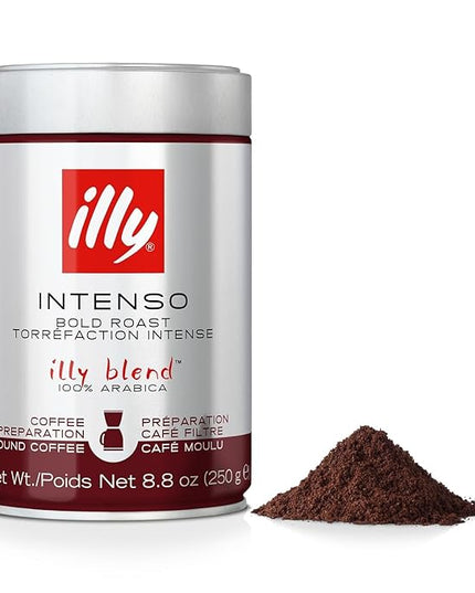 Illy Intenso Ground Drip Coffee, Bold Roast, Intense, Robust And Full Flavored With Notes Of Deep Cocoa, 100% Arabica Coffee, No Preservatives, 8.8oz (Pack Of 1)