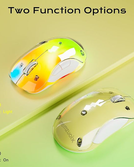 memzuoix 2.4G LED Wireless Mouse, Rechargeable Ergonomic Mouse with Detachable Cover, 1400 DPI Portable Optical Computer Mouse with USB Receiver for Laptop, PC, Desktop and MacBook, 5 Buttons-Yellow