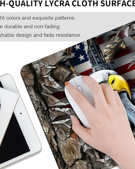 American Flag Eagle rip Oak camo (2) Square Mouse pad, Texture, Waterproof, Anti Slip Rubber Base, Computer Mouse pad, Laptop Mouse pad