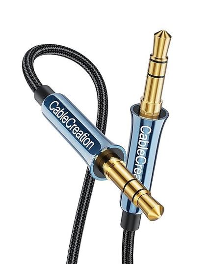 CableCreation 3.5mm Aux Cord 6FT/1.8m, 3.5mm Audio Cable Male to Male, Hi-Fi, 1/8 inch Braided Auxiliary Stereo Jack Cable for Headphone, Car Stereos, Phone, Speaker, Laptops, iPad, Bule