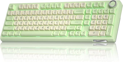 SOLAKAKA KI99 Pro Wireless Mechanical Keyboard Quiet Switch,Hot Swappable Pre-Lubed Switches Silent Keyboard with RGB Backlit,Gasket Structure Computer Gaming Keyboards(GreenWhite, Silent Switch)