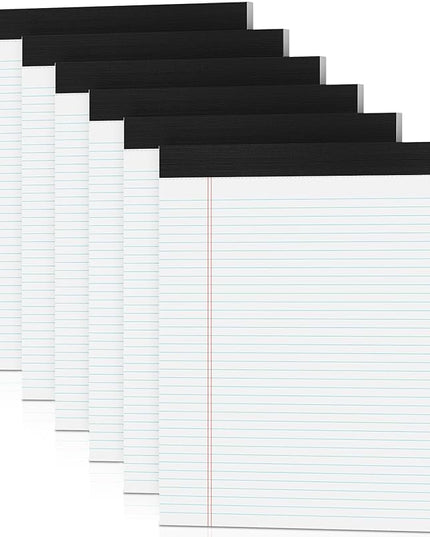 White Legal Pads 8.5 x 11 Writing Note Pads 9/32'' College Ruled & Double-Sided Printing - 30 Sheets Premium Thick Paper - 38 Lines Perforated Notepads 8.5 x 11'' 6 Pack for Office, Homework