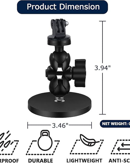 Magnetic Camera Mount, Heavy Duty Base Kit, USMG-01 for GoPro Hero 13/12/11/10/9 Akaso EK7000 DJI osmo Arlo DSLR x5/4/3 Pocket Compatible with RAM Mount B Size (3.46" DiameterBase)