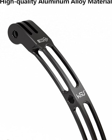 HSU Aluminum Alloy Curved Extension Arm (5.3”) Metal Pole Mount Helmet Stick Extension Arm Mount for GoPro Hero 13/12/11/10/9/8/7/6 Black, DJI Osmo Action 4/3 and More Action Cameras (Black)