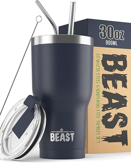 Beast 30 oz Tumbler Stainless Steel Vacuum Insulated Coffee Ice Cup Double Wall Travel Flask (Navy Blue)