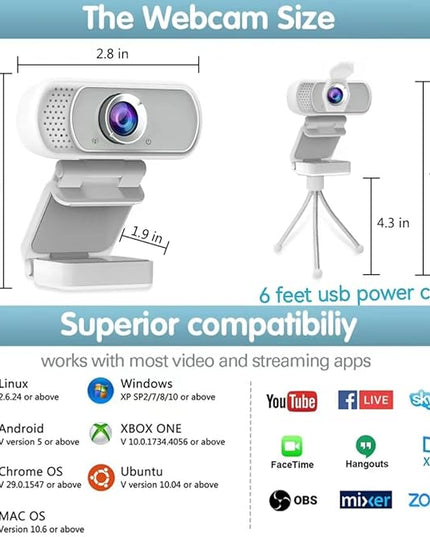 usb c webcam 1080P Webcam,Live Streaming Web Camera with Stereo Microphone, Desktop or Laptop USB Webcam 110 Degree View Angle, HD Web cam for Switch 2,Video Calling, Recording, Conferencing, Gaming