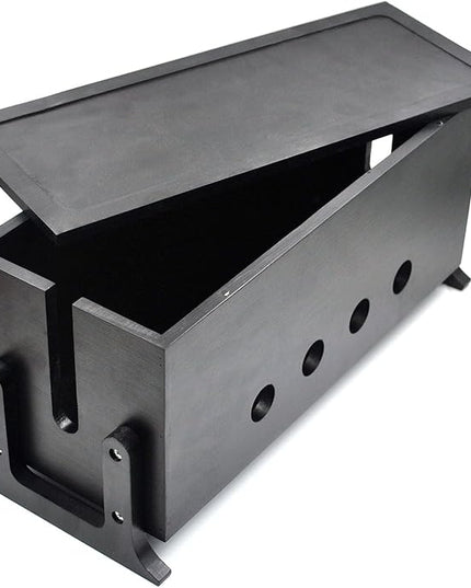Large Cable Management Box, Wood Cord Hider Box & Organizer for Power Strip Hider Cable Storage for Office, TV Wires, Desk Cord Organizer, 14.2" x 6" x 6.3", Black, Wood