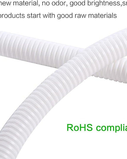 Alex Tech 50ft - 1/4 inch Split Wire Loom Tubing - White