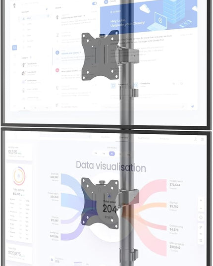 WALI Vertical Dual Monitor Wall Mount, Stacked Monitor Wall Mount for 17-38 Inch 2 Screens 22lbs each with Height Adjustment Heavy Duty Sturdy Steel Tilt Swivel Rotate Flexibility VESA 75x75/100x100mm