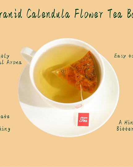 Jarteela Calendula Tea Bags, 1.5g x 36 - Natural, Non-GMO, Caffeine-free - Supports Digestion & Skin Health