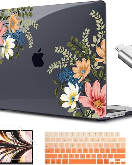 CISSOOK Compatible with MacBook Air 13.6 Inch Case 2025 2024 2023 2022, Plastic Hard Shell Case with Keyboard Cover for MacBook Air 13.6 M2 M3 M4 Chip A2681 A3113 A3240 Model, Retro Flower