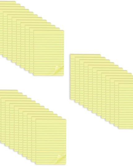 (36 Pack) Lined Sticky Notes 4x6 in,Yellow Large Notepads with Lines,Ruled Stickies Super Sticking Power,Office School Memo Note Pads,Post on Windows Doors,Recyclable,Easy to Write on,Hold Well
