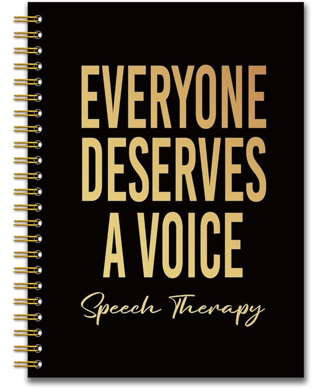 YAZMEEN Speech Therapy Black Gold Spiral Notebook（160 Pages） Everyone Deserves A Voice Blank Hardcover Notebook SLP Gift Funny Notebook Gift for Speech Therapist Speech Language Pathologist Assistant
