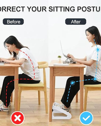 Foot Rest for Under Desk At Work - Six Heights Adjustable Under Desk Footrest - Ergonomic Foot Stools for Under Office Desks - Desks Foot Rest with Massage Rollers - Leg Rest for Chair (White)