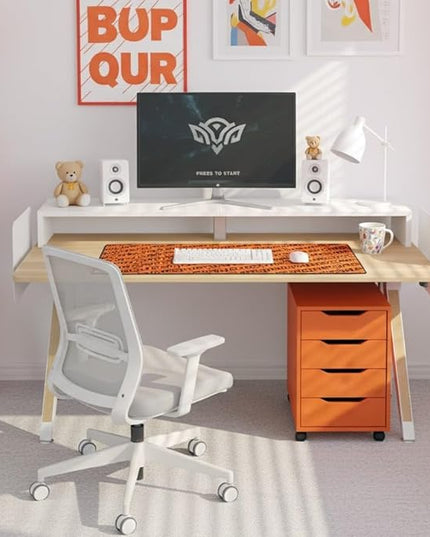 DEZCTOP Revon Pro Electric Standing Desk, 47.2" x 31.5" Large Work Surface, Height Adjustable (27.6"-47.2"), Sturdy Keel Frame, with Magnetic Modular System, Anti-Collision, Oak for Home Office