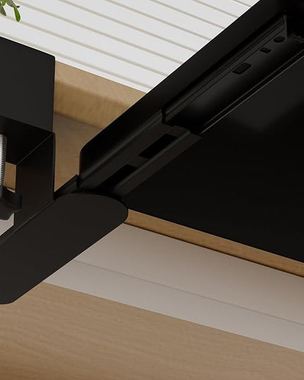 Keyboard Tray Under Desk, Slide Out Computer Keyboard Drawer with Adjustable C-clamp for Home, Office and Gaming Mouse Tray for Typing 25.59" × 9.84" × 4.72" Black