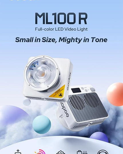 Godox ML100R 110W RGB LED Video Light, with Interchangeable 15° Reflector/1800-10000K CCT/14 Cinematic FX Effects/Multiple Power Options/Supports App Control,for Filming/Live Streaming etc.