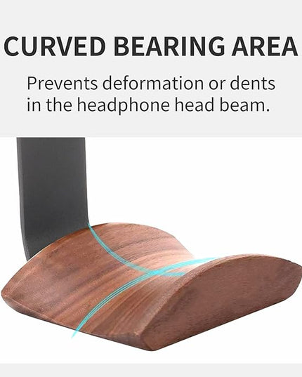 Wood Headphone Wall Mount Holder, with VHB Adhesive Tape and Screw, Holds 10 lbs (Black & Walnut Wood, 2 Pack)