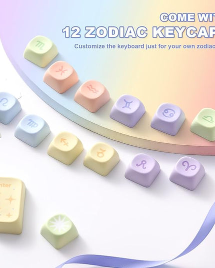YUNZII 140 Keys MOA Keycaps, Dye-Sublimation PBT Custom Keycap Set for MOA Profile, Cute Rainbow Candy Keycap for MX Switches Mechanical Gaming Keyboard(Rainbow)
