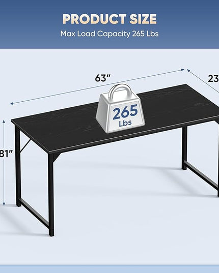 DUMOS 63 Inch Office Computer Desk Modern Simple Style Writing Study Work Table for Home Bedroom - Wood Black