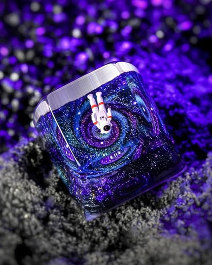 Aesthetic Galaxy Astronaut Artisan Keycap R1 SA Profile Custom Astronauts Keycaps 1U ESC Space Explorer Handmade Gaming Resin Key Cap Cherry MX Switch Compatible Mechanical Keyboard Space Lover Gift
