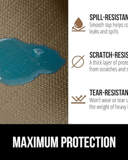 GORILLA GRIP DripGuard Shelf Liner, Non Adhesive Drawer and Kitchen Cabinet Protector, Slip Resistant BPA Free Smooth Surface Plastic Liners for Cabinets, Bathrooms, Closets, 12x120 Inch, Beige