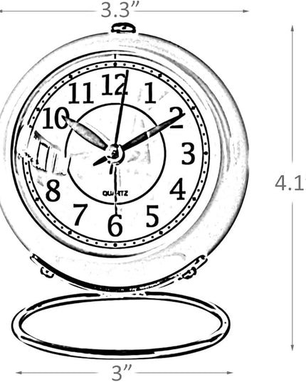 SHISEDECO Small Tableclocks Classic Non-Ticking Tabletop Alarm Clock with Backlight, Battery Operated Astronaut Deskclock with HD Glass for Living Room Bedroom Bedside Indoor Decor (Black)