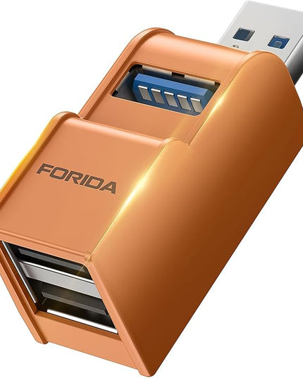 3 Ports USB 3.0 hub, USB Splitter to 2 USB 2.0 Out Ports and 1 USB-3.0 Port, Portable USB Adapter for Keyborad, Mobile Hard Disk, U Disk, Camera, Mouse, Laptop Accessories,etc (Orange)