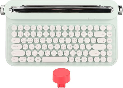 OPPWONG Vintage Bluetooth Keyboard 86 Keys Portable Wireless Keyboard with Red Esc Replacement Keycap Integrated Stand Recess Design for Smartphones, Tablets, Laptops (Green)