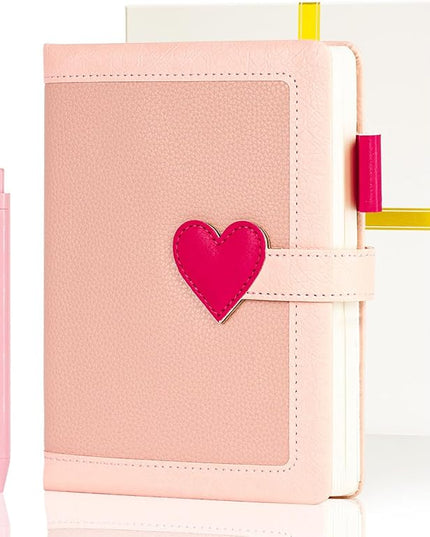 Journal for Women and Girls with Heart Buckle, 240 Pages Girls Diary Journal with Pen for Writing, Cute Daily Writing Journals for Women, B6 Pretty Journaling Hardcover Notebooks (Rose Pink)