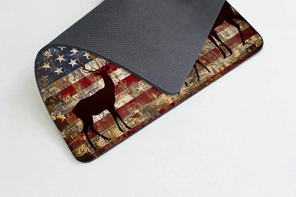 Square Mouse Pad Graceful Deer and National Flag-4,Gaming Mouse Pads for Desk,Soft Computer Waterproof Non-Slip Mouse Mat