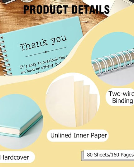 Thank You Blue Hardcover 160 Pages Spiral Notebooks, Funny Thank You Gifts for Women Men Coworkers Leader Mentor, Appreciation Gifts for Employees, Thanksgiving Gifts for Colleagues Leaders