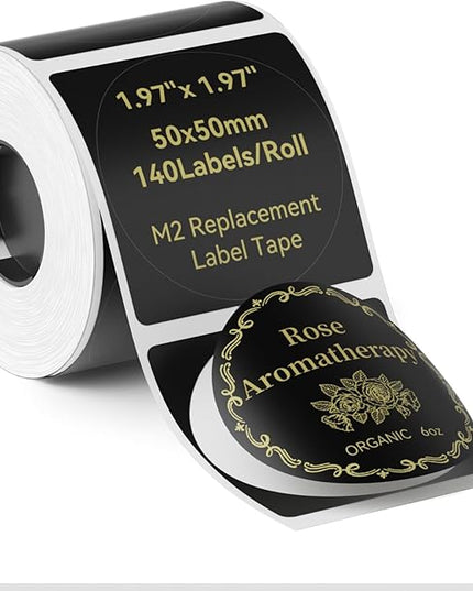 NIIMBOT Black Round Labels 50x50mm(1.97'' x 1.97''), for M2/M3 Label Maker, Suitable for Essential Oils Aromatherapy Bathroom Bakery Gift Labels, Waterproof Oilproof and Long Storage