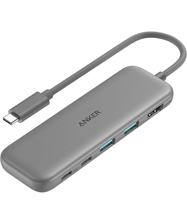 Anker USB C Hub, 5-in-1 USBC to HDMI Splitter with 4K Display, 1 x Powered USB-C 5Gbps & 2×Powered USB-A 3.0 5Gbps Data Ports for MacBook Pro, MacBook Air, Dell and More (Grey)