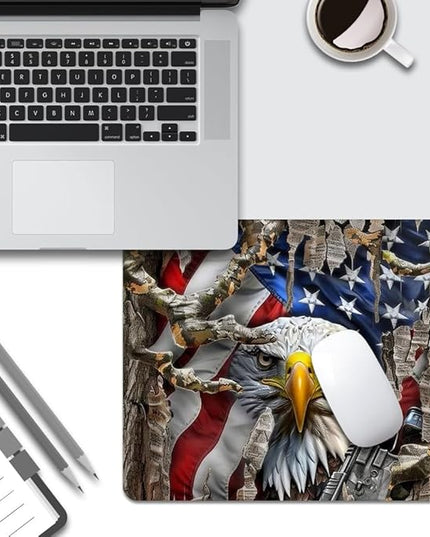 American Flag Eagle rip Oak camo Square Mouse pad, Texture, Waterproof, Anti Slip Rubber Base, Computer Mouse pad, Laptop Mouse pad