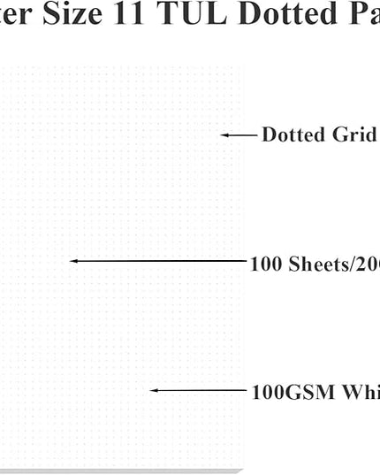 A4 TUL Discbound Dotted Refill Paper, 11-Disc Dot Grid Filler Paper, 100Sheets / 200Pages, 100gsm White Paper, 8.5'' x 11''