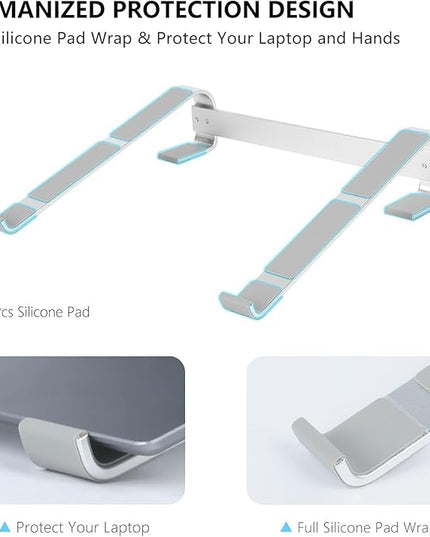 KYQEE Laptop Stand for Desk, Ergonomic Aluminum Laptop Riser, Ventilated Notebook Stand Compatible with MacBook Air Pro, Dell XPS, HP, More 11-17.3 Inches Work from Home