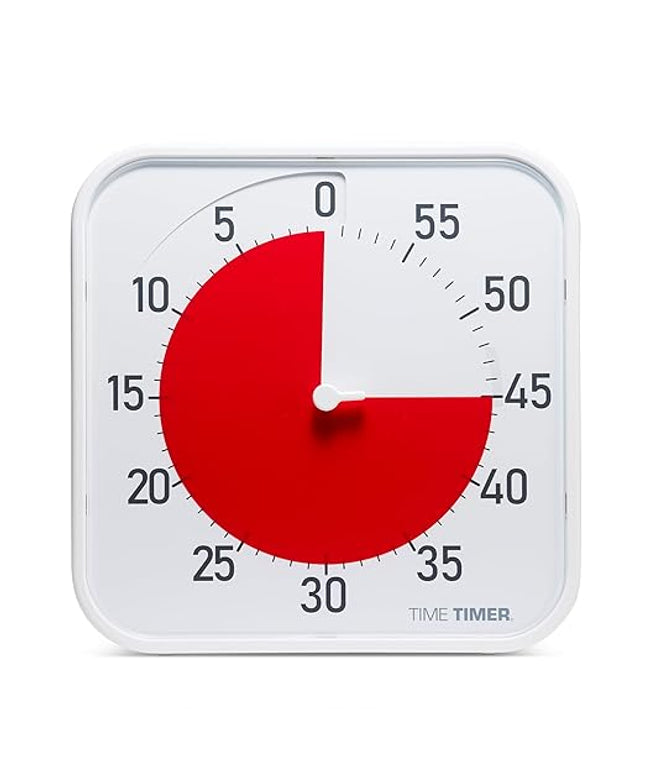 Time Timer Original 12" Visual Countdown Timer – Large 60-Minute Classroom Visual Timer for Modern classrooms, Student Groups & Adult Meetings – Helps with Focus, ADHD, Autism – (Red & White)